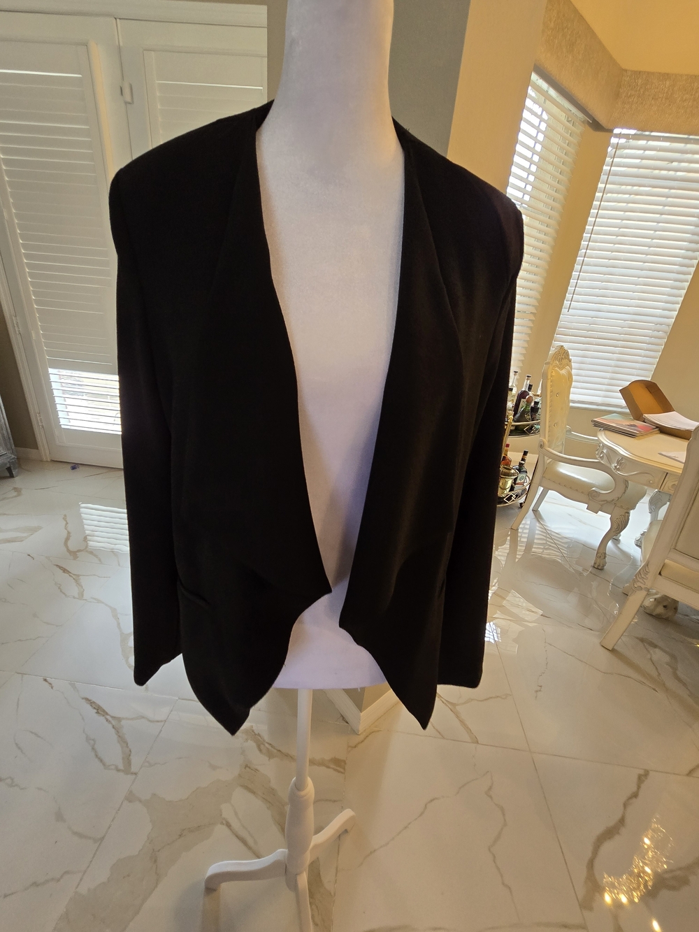 Bar III Black Open-Front Draped Blazer